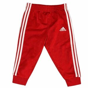 Adidas Red 3-Stripe Tricot Jogger Track Pants | Infant Size 12M EUC